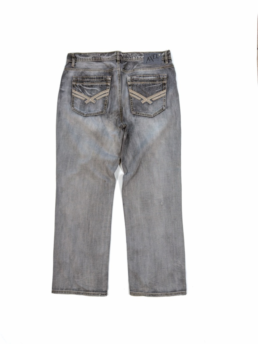 TK Axel Relaxed Straight Denim Jeans Men's 38/31 (tag 38/32)  Gray Distress